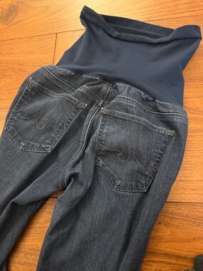 Ag Adriano Goldschmied Dark Blue Denim Maternity Jeggings with Navy Overband